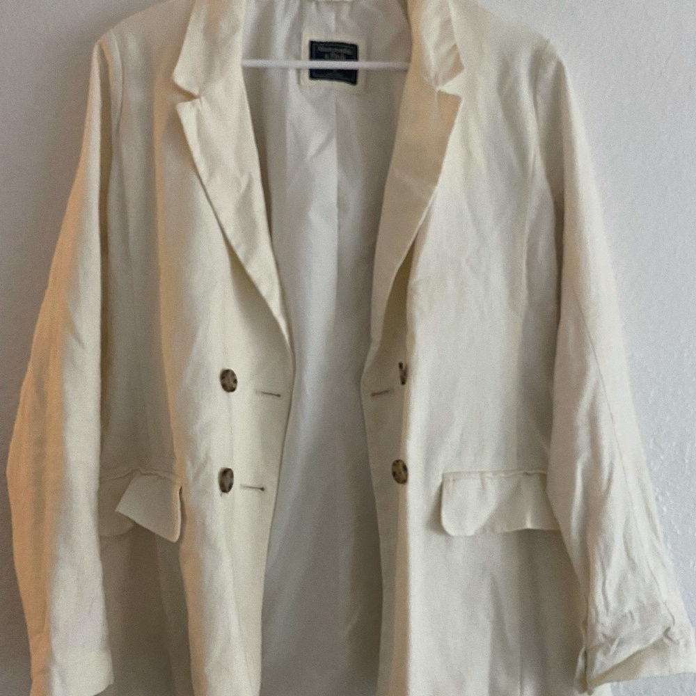 Abercrombie & Fitch Cream Linen Blazer